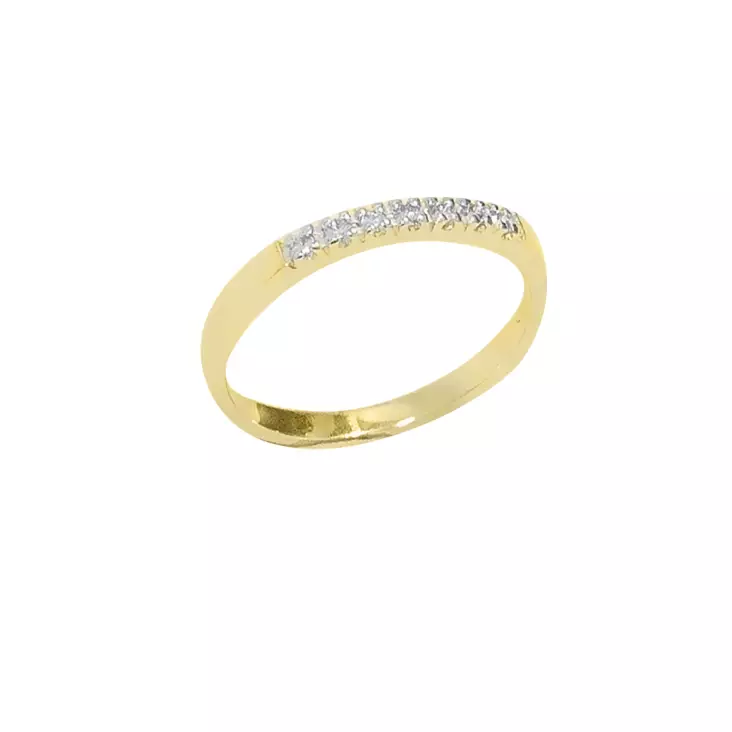 Keltakultainen timanttisormus 7x0,015ct W/SI - Timantti- ja vihkisormukset - 3633-150 - 1