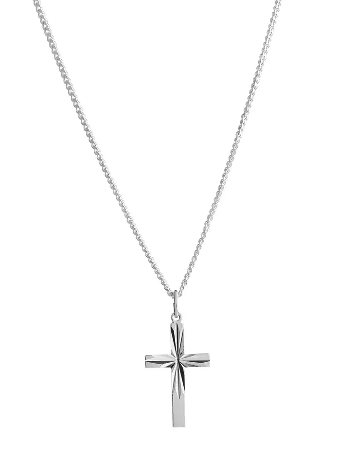 Risti timanttileikattu keskikoko - Hopeakaulakorut - 3250890500 - 1