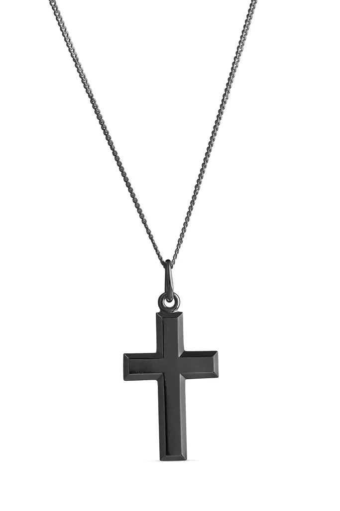 Risti viistoreuna iso musta - Hopeakaulakorut - 4256733500 - 1
