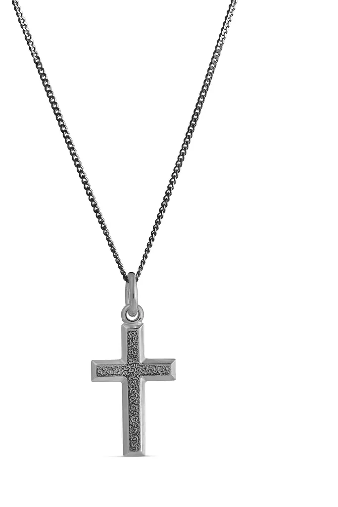 Risti viistoreuna kuvio harjattu musta - Hopeakaulakorut - 4256692500 - 1