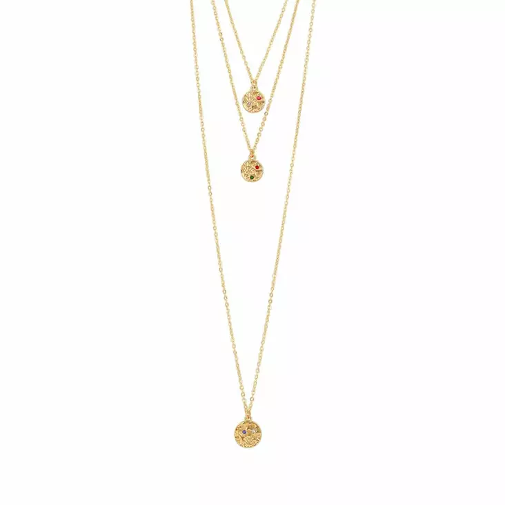 Dansk -Amber Rainbow Multi Necklace Gold - Muotikaulakorut - 9C6464 - 1