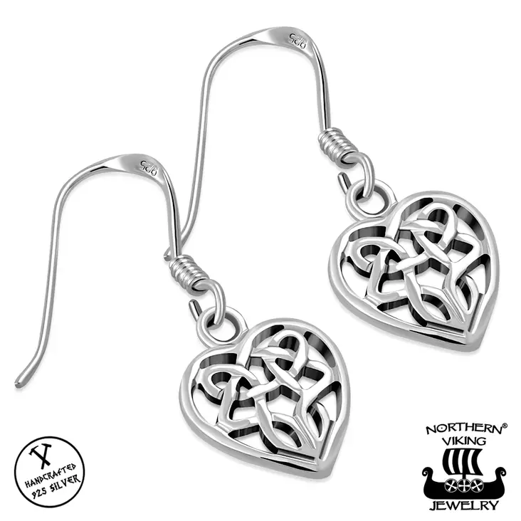 NVJ Korvakorut Small Celtic Knot Heart - Hopeakorvakorut - NVJKK054 - 1