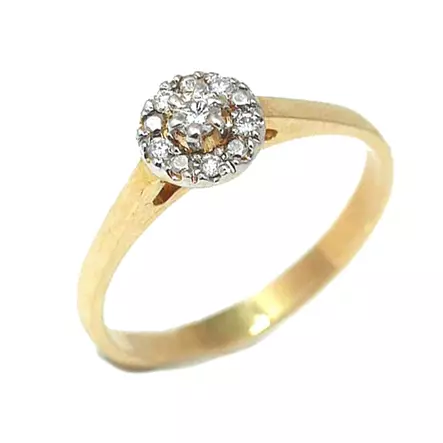 Top Gold keltakultainen timanttisormus 0,05 + 5 x 0,01ct W/SI - Timantti- ja vihkisormukset - 3620-15 - 1