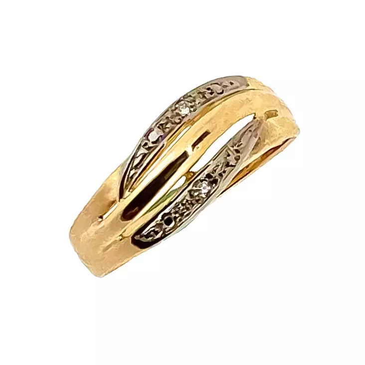 Keltakultainen timanttisormus 2x0,01ct W/SI - Timantti- ja vihkisormukset - 3179-155 - 1