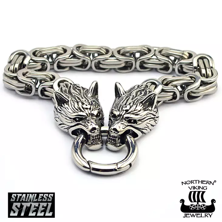 NVJ Clasp Byzantine Wolf Head -rannekoru - Miesten rannekorut - NVJRA015 - 1