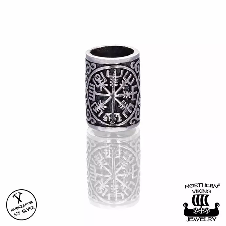 NVJ Silver Vegvisir- hopeapartakoru - Miesten partakorut - NVJHE027 - 1