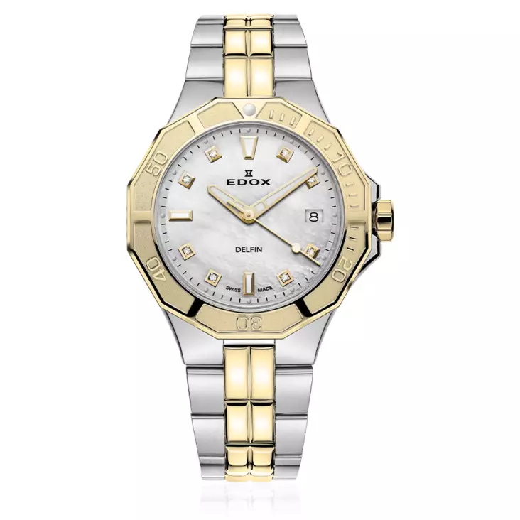 Edox Delfin Diver Date Lady Diam - Edox naisten rannekellot - 53020-357JM-NADD - 1